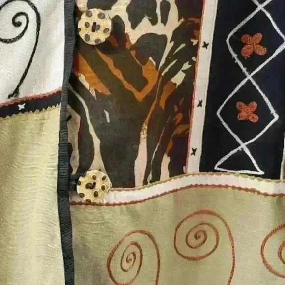 Indigo Moon Art To Wear Vtg Button Front Rayon Linen Cotton Blend Boxy Jacket. - Picture 6 of 9